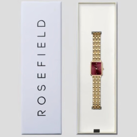 NIB Rosefield Gold + Burgundy Watch - Picture 1 of 5